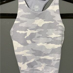 Athleta Girl Gray and Cream Camo Tank Top